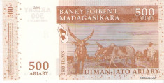 Bancnota 500 ariary (2500 francs) Madagascar 2004 necirculata foto