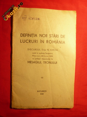 N.IORGA - RASPUNS LA MESAJUL TRONULUI - ed. 1939 foto