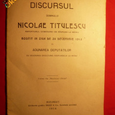 Discursul D-lui N.TITULESCU la MESAJUL TRONULUI -1914