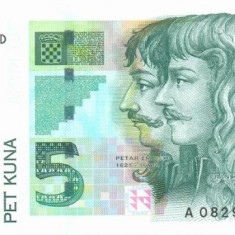 CROATIA █ bancnota █ 5 Kuna █ 2001 █ P-37 █ UNC █ necirculate