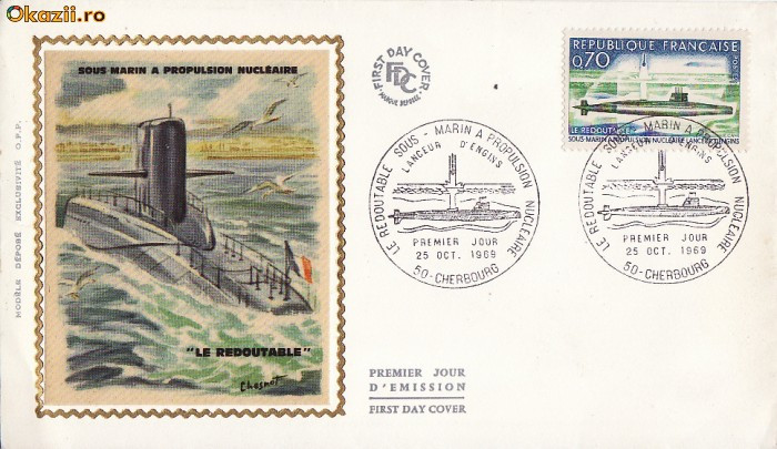 FDC Franta -tema vapoare,submarine