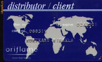 Card distributor/client Oriflame, Romania foto