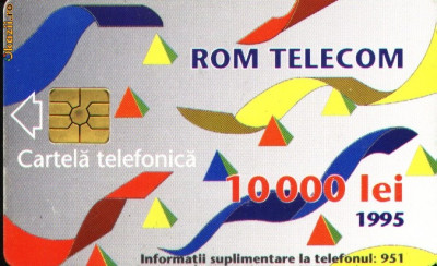 Cartela telefonica Romtelecom, 10000 lei, cip Gem2-2, 1995 foto