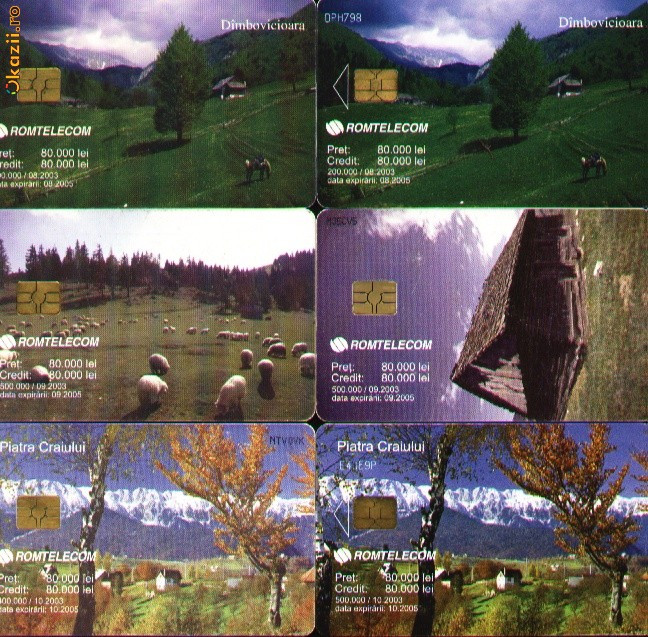 Set de 6 cartele telefonice Romtelecom, peisaje montane 3 Set de 6 cartele telefonice Romtelecom, peisaje montane 3