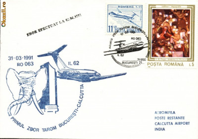 AA Aerofilatelie ,avioane transport, circulat prin avion Calcuta foto