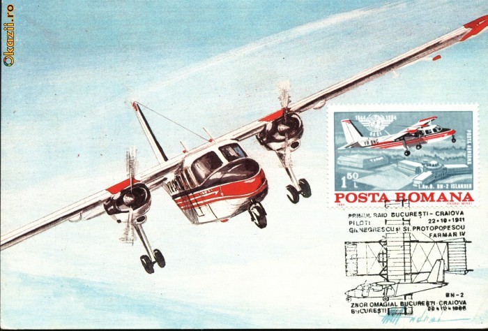 Maxima aerofilatelica avion BN-2 Maxima aerofilatelica avion BN-2