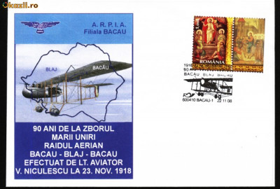 Plic 90 de ani de la zborul marii Uniri Bacau- Blaj foto