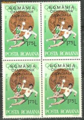 Romania 1974 - HANDBAL, TIMBRU CU SUPRATIPAR, bloc de 4 MNH, R8
