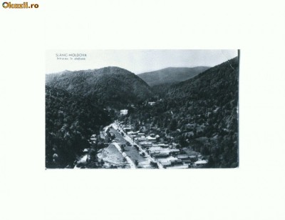 CP166-29 Slanic-Moldova -Intrarea in statiune -circulata 1963 foto