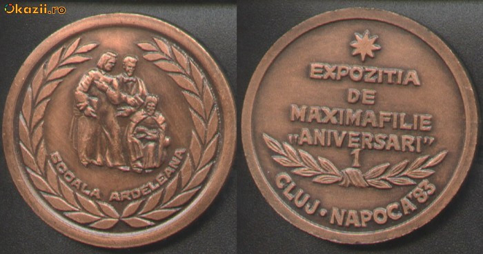 Medalie Scoala Ardeleana Cluj 1983 Expozitia de Maximafilie