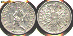 Austria 1 SCHILLING 1952 aluminiu RAR foto