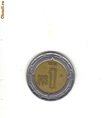 bnk mnd Mexic 1 peso 1993 , bimetal foto