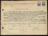 Certificat ,Berghia , Tg. Mures , 1952 , 2 timbre fiscale cu supratipar