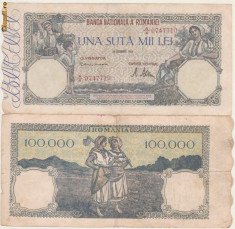 2 bancnote 100.000 lei, 21 oct. si 20 dec. 1946 foto