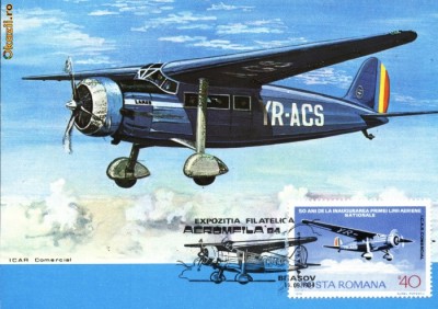 Maxima avion ICAR Comercial,1984 foto