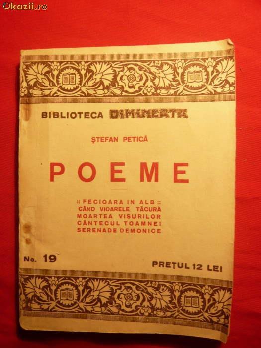 STEFAN PETICA - POEME- ed. ADEVARUL, cca 1925