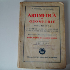 ARITMETICA SI GEOMETRIE , CLASA A III A ANDRONIC GHEORGHE MARINESCU ANUL 1942.