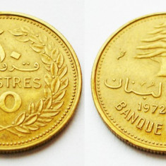 LIBAN 10 PIASTRES 1972 Nickel-Brass, 21.8 mm **