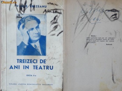 Vasile Brezeanu , 30 ani de teatru , 1941, semnata de autor foto