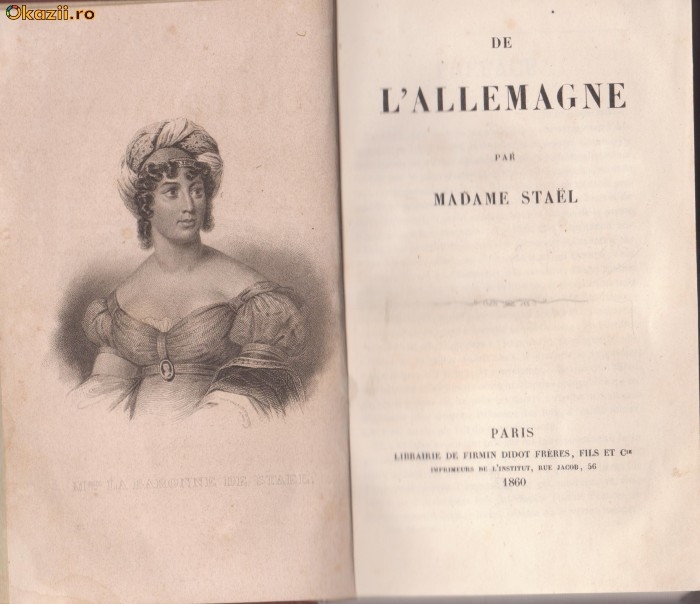 Madame La baronne de Stael / DE L&#039; ALLEMAGNE (1860)