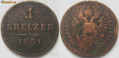 Austria 1 kreuzer 1851 B (1) foto