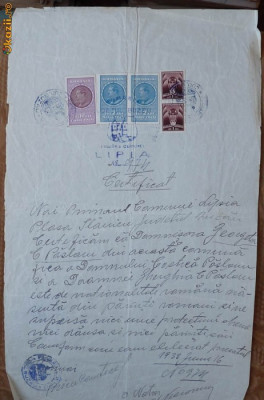 Certificat semnat de primarul com. Lipia , jud. Bacau , 1933 foto