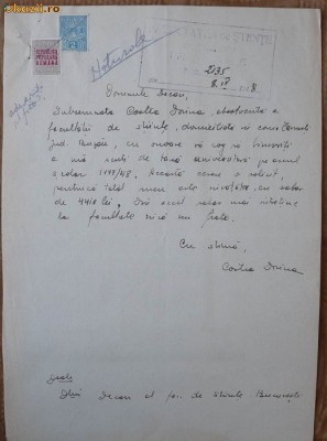 Fiscale 1948 pe document , supratipar , IOVR foto