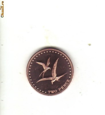 bnk mnd Gough Island 2 pence 2009 unc , pasare foto