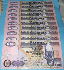 ZAMBIA 2008 - 100 KWACHA - LOT 10 BUC. - UNC foto