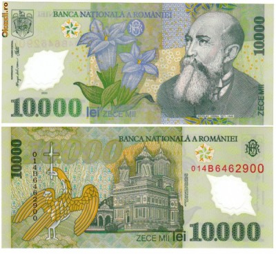 * Bancnota 10000 lei - Romania 2000 - UNC serii consecutive foto