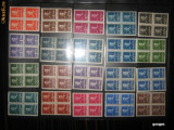 TIMBRE BLOC DE PATRU nestampilate REGELE MIHAI 1945 serie complecta 20 timbre