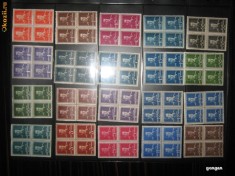 TIMBRE BLOC DE PATRU nestampilate REGELE MIHAI 1945 serie complecta 20 timbre