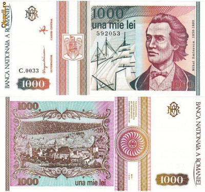 * Bancnota 1000 lei 1993 foto