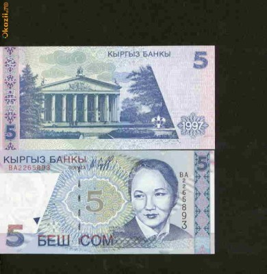 bnk bn Kyrgyzstan 5 som 1997 unc foto