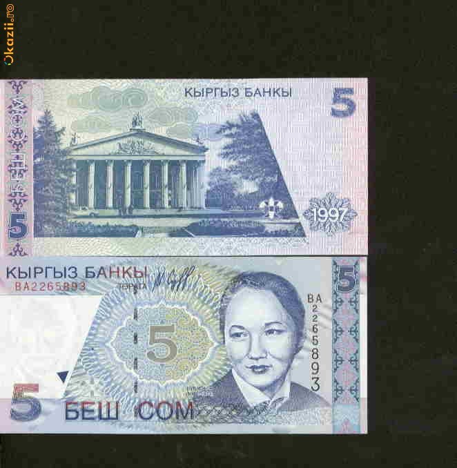 bnk bn Kyrgyzstan 5 som 1997 unc