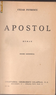Cezar Petrescu / APOSTOL (editie definitiva,1944) foto