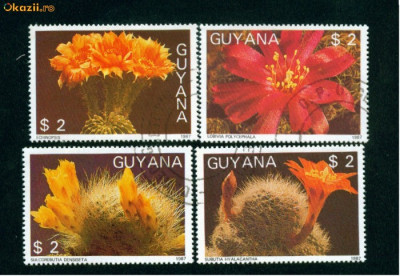 GUYANA - SERIE TIMBRE COMPLETA STAMPILATA, FLORI - A 6 foto