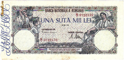 * Bancnota 100000 lei 1946 - mai foto