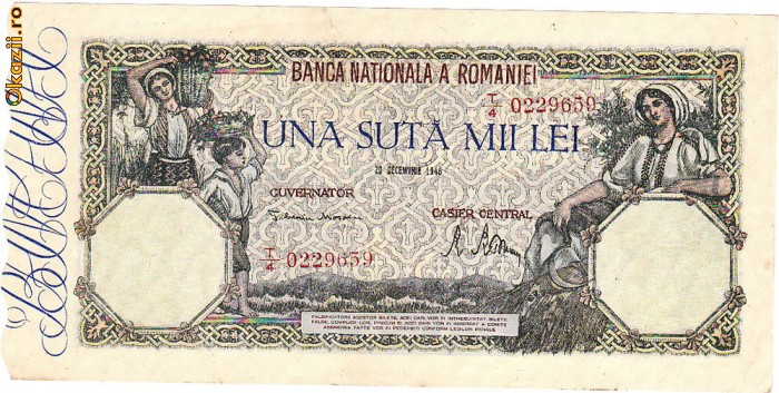 * Bancnota 100000 lei 1946 - decembrie