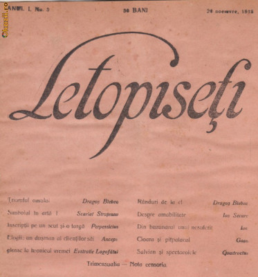 4 nr.Revista Letopiseti (1918-1919,Bucuresti,rara) foto