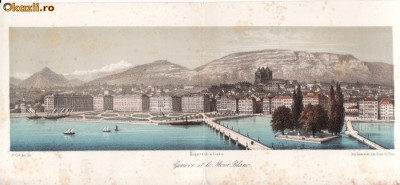 Litografie Elvetia-Geneva,Mont Blanc foto