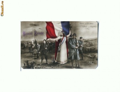 Q FOTO 67 Felicitare franceza din razboi, scrisa1916-necirculata foto