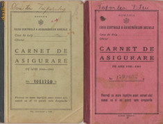 3 Carnete de Asigurare pe anii 1938 -1946,timbrate foto