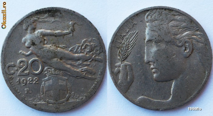 ITALIA 20 CENTESIMI 1922 **