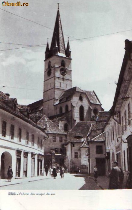 R 5237 Sibiu Vedere din orasul de jos Necirculata R 5237 Sibiu Vedere din orasul de jos Necirculata
