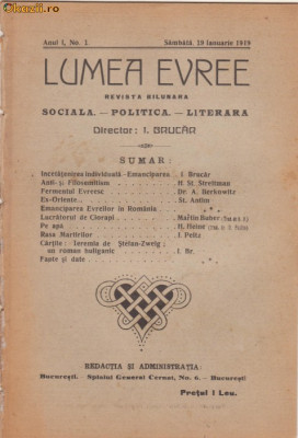6 reviste LUMEA EVREE (an I,1919,dir.I.Brucar) foto