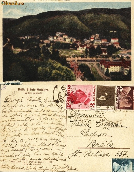 Carte postala Ilustrata Vedere Generala,Slanic Moldova,1938 Carte postala Ilustrata Vedere Generala,Slanic Moldova,1938