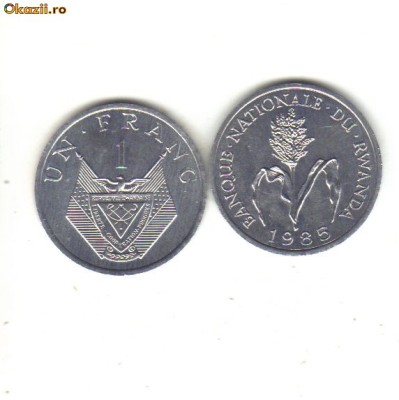 bnk mnd Rwanda 1 franc 1985 unc foto
