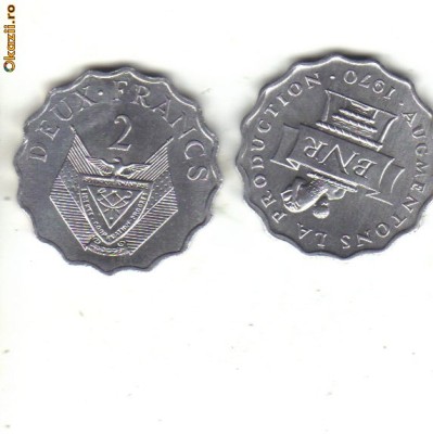 bnk mnd Rwanda 2 franci 1970 unc foto