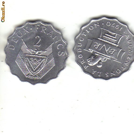 bnk mnd Rwanda 2 franci 1970 unc bnk mnd Rwanda 2 franci 1970 unc
